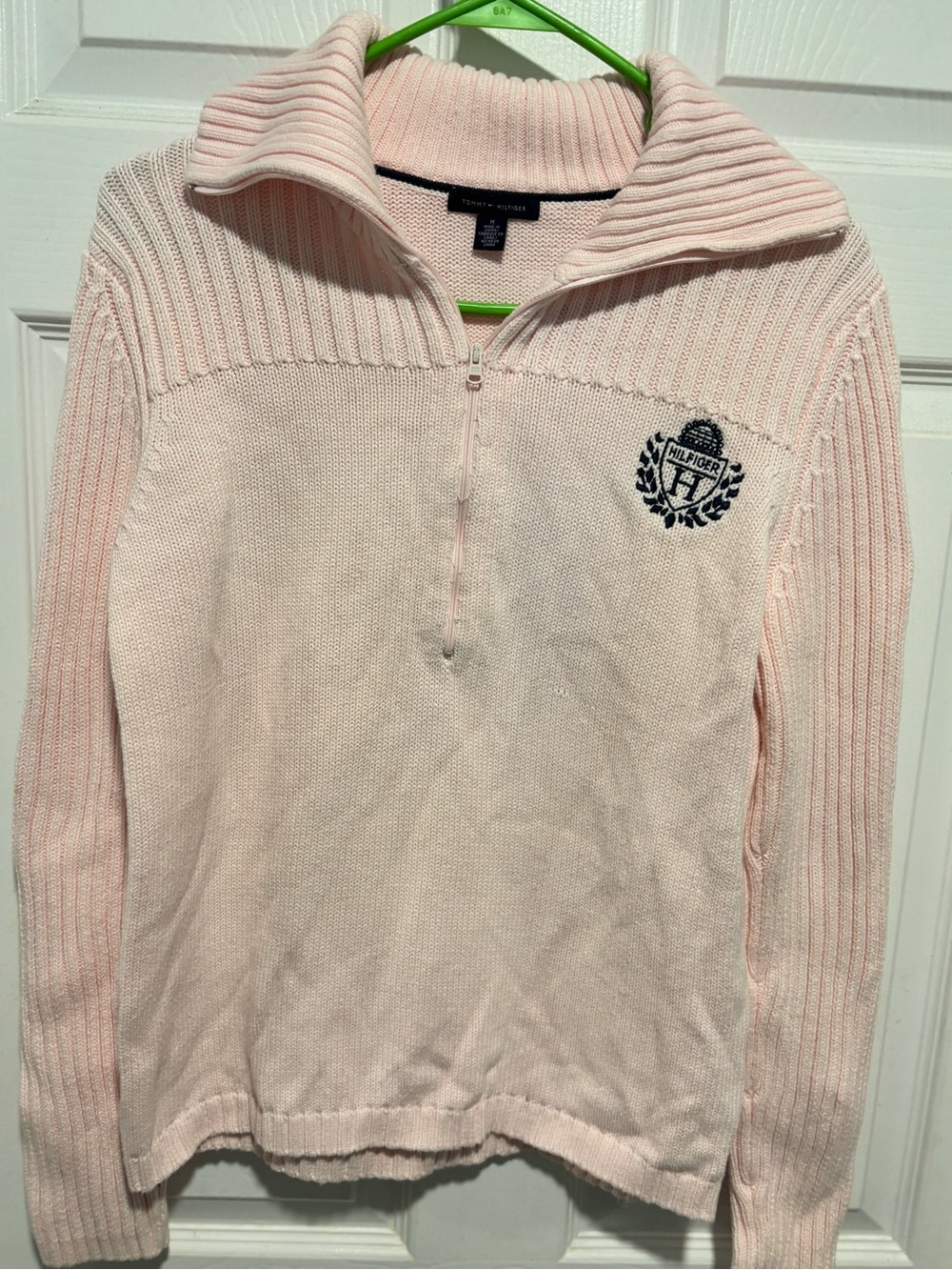 Tommy Hilfiger Light Pink Half-Zip Turtleneck Sweater
